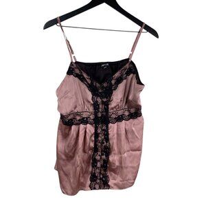 Apt. 9 Cami Top Women's Babydoll Empire Waist Lace Satin Mauve Size L 90's Y2K